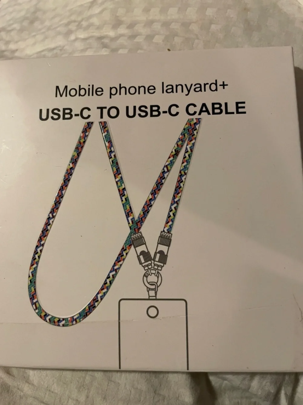 Braided Multicolor USB-C to USB-C Phone Lanyard